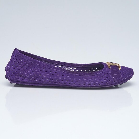Louis Vuitton Violet Perforated Suede Oxford Ballet Flats Size 4.5/35 - Picture 3 of 5
